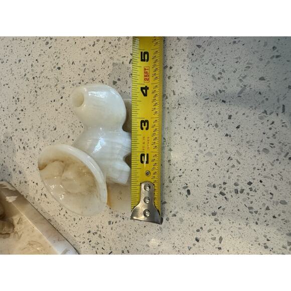 Pair Vintage Alabaster Stone Mexican Folk Art Figures Hats Incense Trinket Dish - Picture 10 of 16